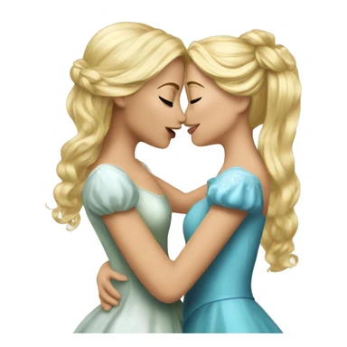 2 women princesses couple blonde kiss sticker