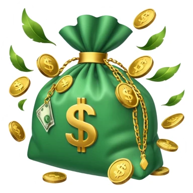 

3D emoji style, big bag of money, flying dollar bills, rich casino vibe, smooth lighting, high detail, clean edges, transparent background



 sticker