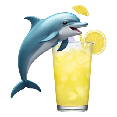 Dolphin drinking lemonade  sticker