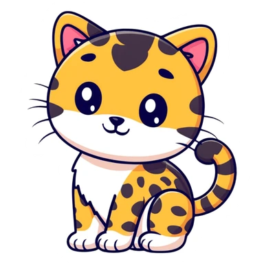 Cute leopard cat with spots and striped tail sticker