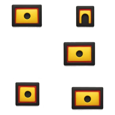 a black and red rectangle with a medium-sized yellow circle in the middle sticker