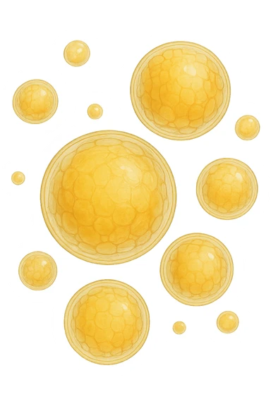 CELLULE DI GRASSO GIALLE FLUTTUANO IN ARIA sticker