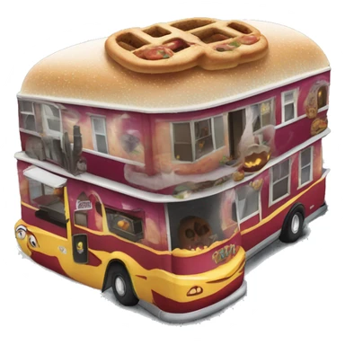 Double decker, wide angle,Reality Addams haunted dream house on food truck  sticker