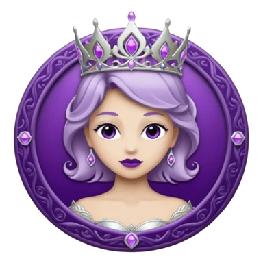 Purple shadow rose silver circle plaque with silver tiara sticker