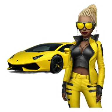 yellow cyber punk in front of Lamborghini  sticker