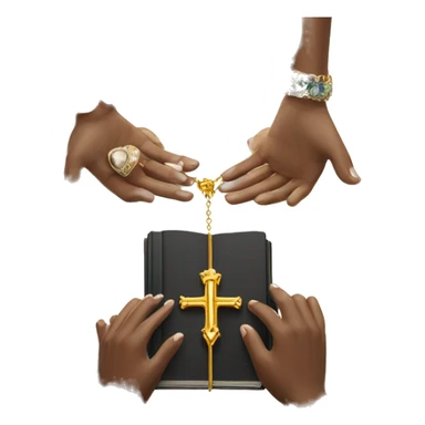 womens hands exchanging bible and jewellery sticker