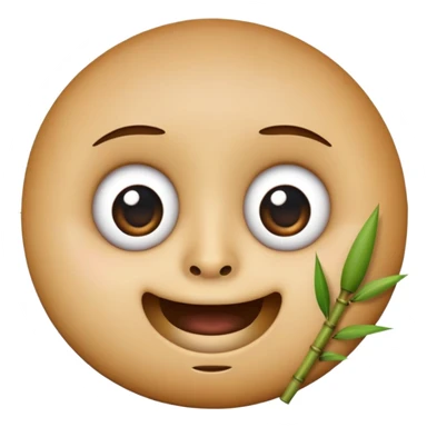 round emoji face with big eyes and bamboo piece held in mouth sticker