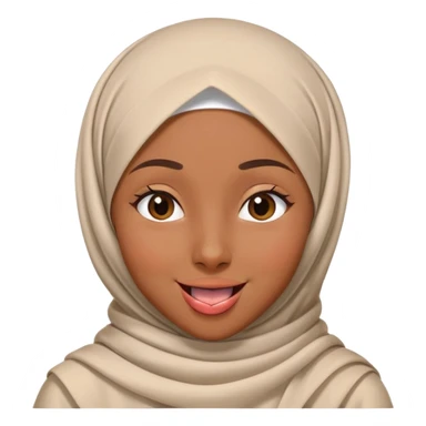 nữ, 15 tuổi, đội khăn hijab, tongue out, cười tươi, nhắm 1 mắt sticker
