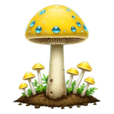 yellow glowing magic mushroom with dirt sticker