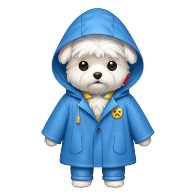 White Maltese with rain coat sticker