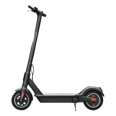 An icon featuring a sleek electric scooter with a modern design, parked on a smooth city sidewalk. The background shows a bustling urban landscape with clear skies, tall buildings, and pedestrians walking by. The scooter is highlighted as a symbol of eco-friendly transportation and modern mobility.  sticker