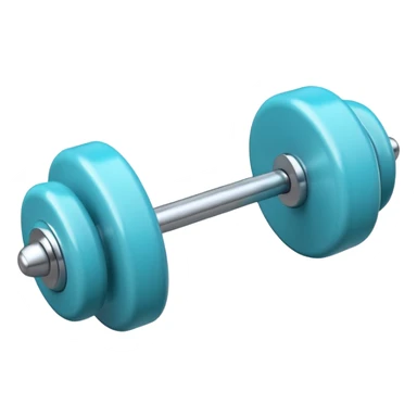 a hyperrealistic tiny turquoise-blue barbell sticker