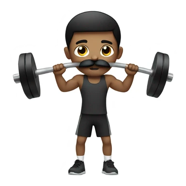 Boy with black mustache lifting weights  sticker