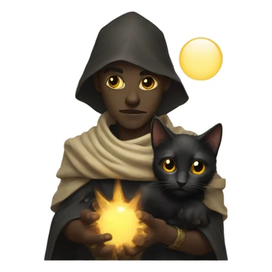 A pale sun warlock who is holding a black kitten sticker