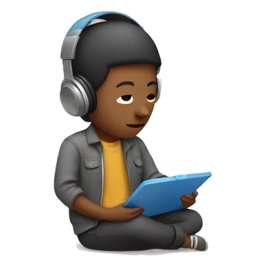 person listening to music with pad sticker