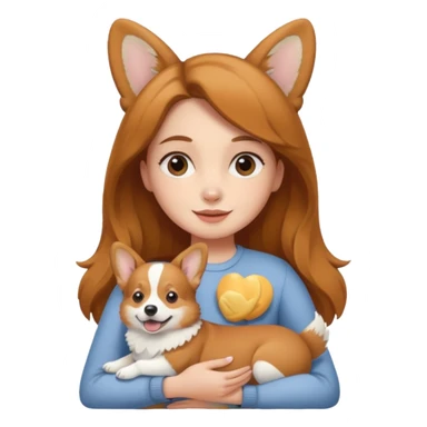 girl with a corgi in her arms sticker