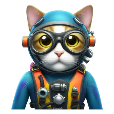 Cat scuba diving  sticker