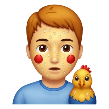 person with chicken pox on their face sticker