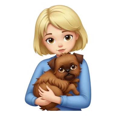 Girl and brussels griffon hugging sticker