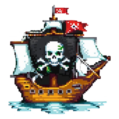 pirate ship with skull flag sticker
