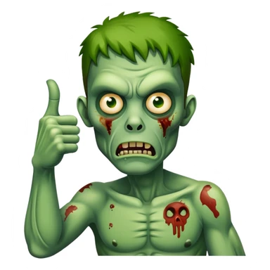 zombie with green skin giving thumbs down sticker