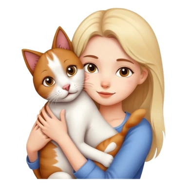 Beautiful girl hugs a cat and a dog tightly sticker