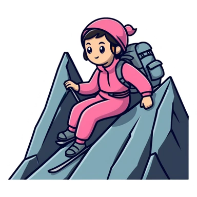woman in pink clothes mountain climbing sticker