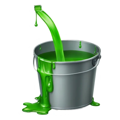 create a bucket of green liquid spilling out sticker