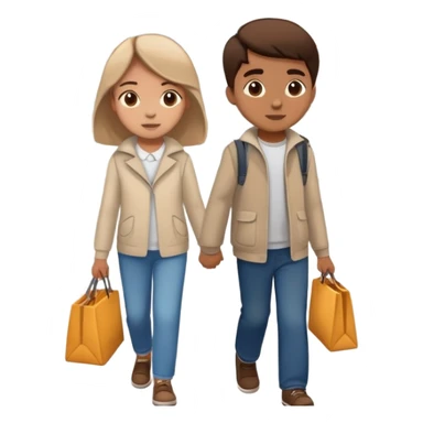 Sister and brother walking in a busy city sticker