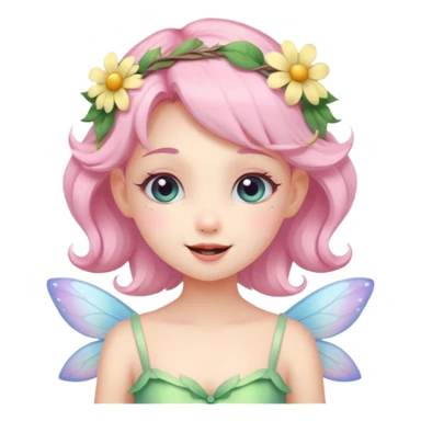 cute pastel fairy girl flower head decoration wink sticker