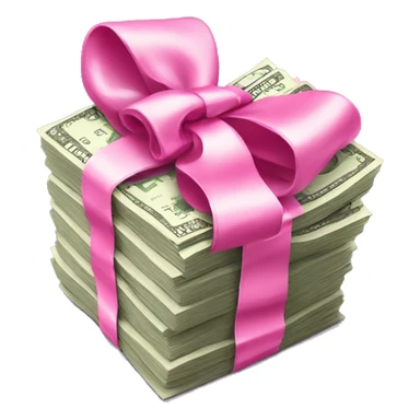 Stack of money with pink bow  sticker