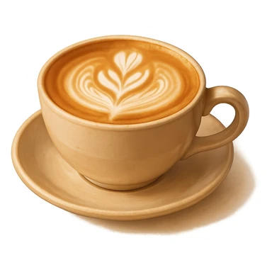 cappuccino in a classic ceramic cup, foam art, warm and inviting, minimal background sticker