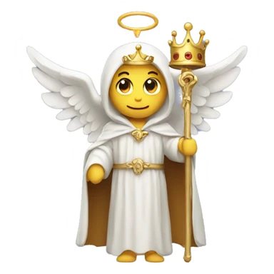 angel in robes holding a crown and a flail sticker
