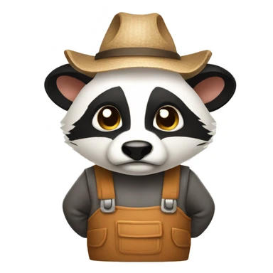 angry badger in farmer outfit sticker