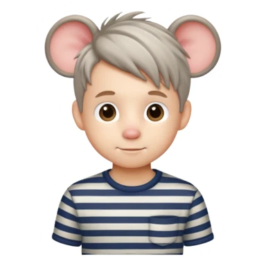 stripped shirt wearing Cute boy mice hair style. sticker