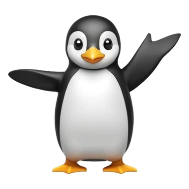 happy penguin waving with one flipper high sticker