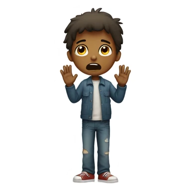 boy i don't know helpless hands up sticker