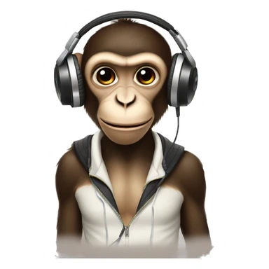 Monkey wearing headphones  sticker