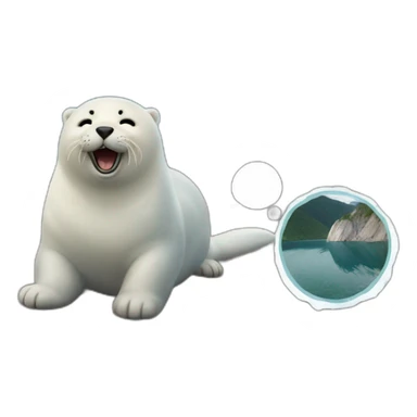 Baikal with seal in the foreground sticker