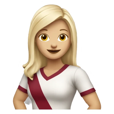 Happy blonde woman with a flag of Latvia in hands sticker
