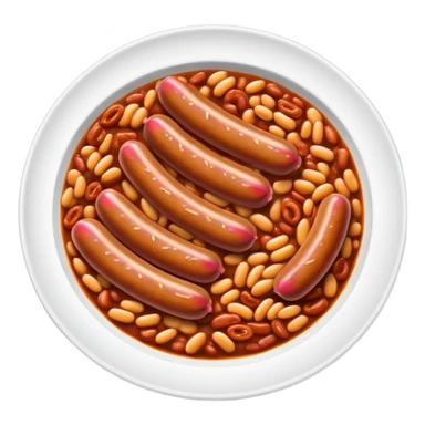 Plate of sliced hot links and beans  sticker