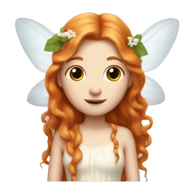 a white skin fairy, long ginger hair and wings sticker