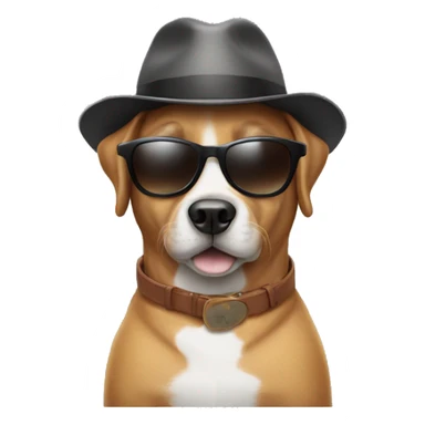 Dog wearing sunglasses and hat sticker