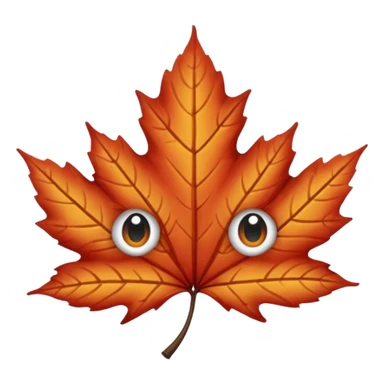 emoji, feuille d'érable couleur vermeille, deux yeux ronds noirs brillants sticker