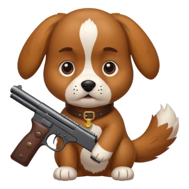A dog with gun sticker