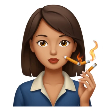 brunette girl smoking a cigarette sticker