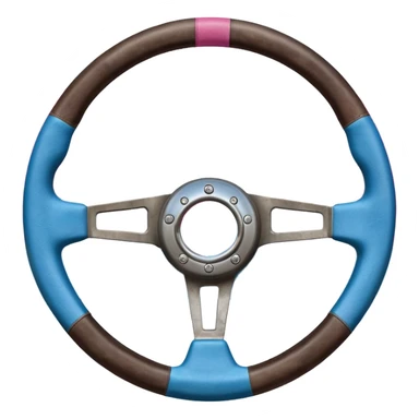 steering wheel with transgender pride flag colors with kinky implification sticker