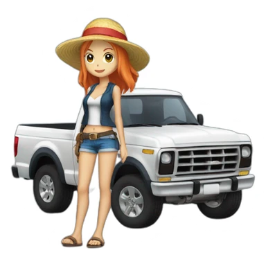 Nami one piece driving a ford f150 sticker