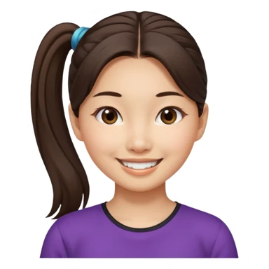 Asian Thai girl, brunette, ponytail, wide nose sticker
