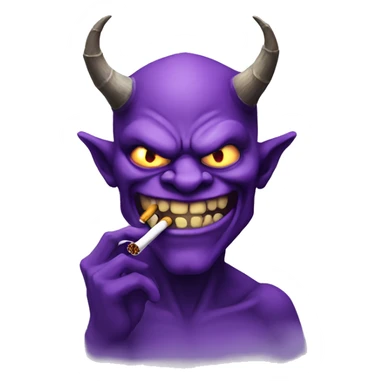 purple demon smoking  sticker